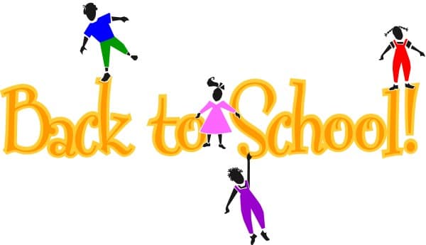 Yellow Back to School Words with Playful Kids
