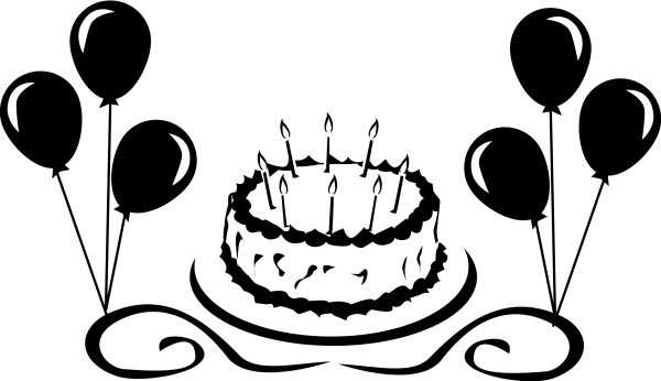 Birthday Cake with Balloons Graphic