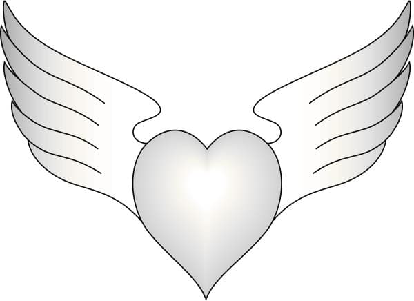 Outlined Heart with Wings