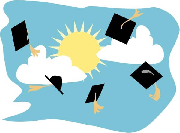 Graduation Caps in the Air