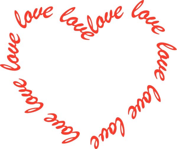 Heart Shaped with Love Text