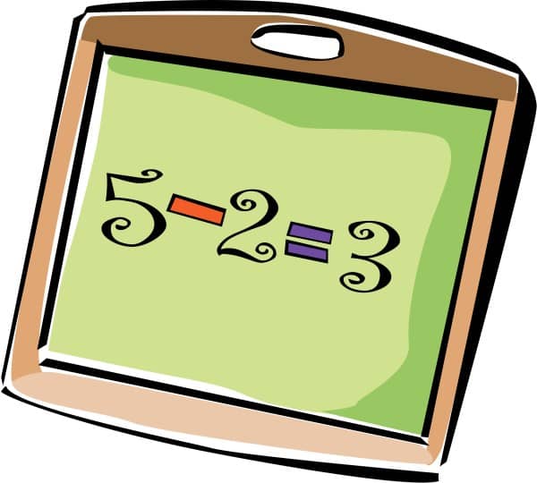 Subtraction on School Chalkboard
