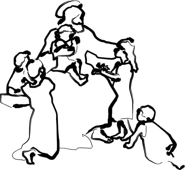 Line Art Jesus Teaching the Children