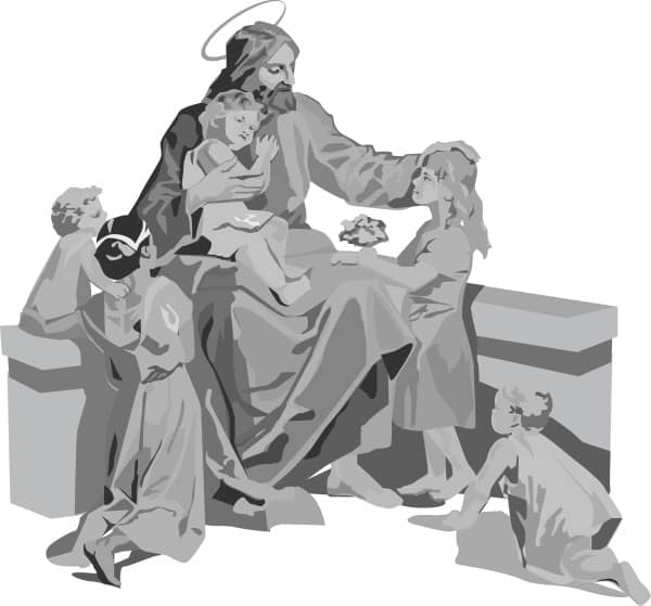 Jesus Teaching the Children in Black and White