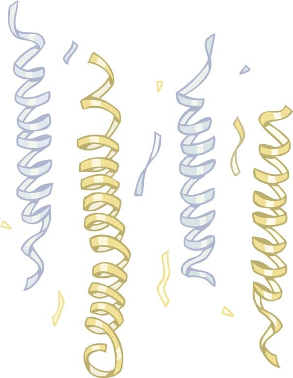Curly Green and Blue Confetti