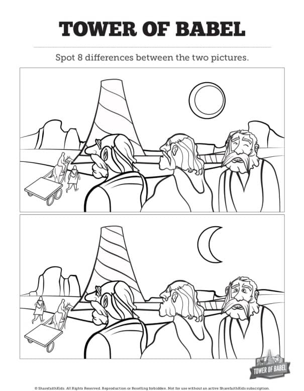 Tower of Babel Bible Story For Kids Spot The Difference