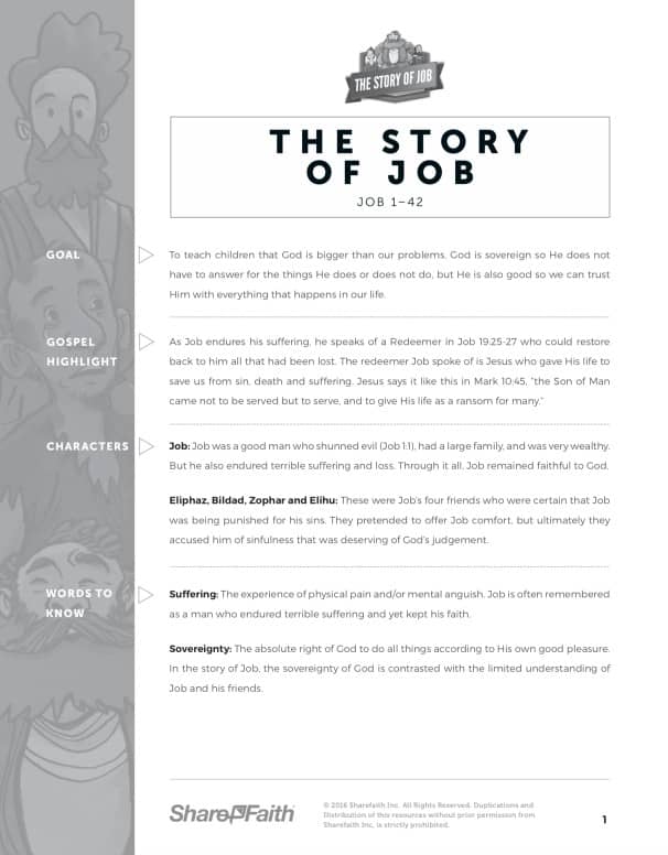 The Story of Job Sunday School Curriculum