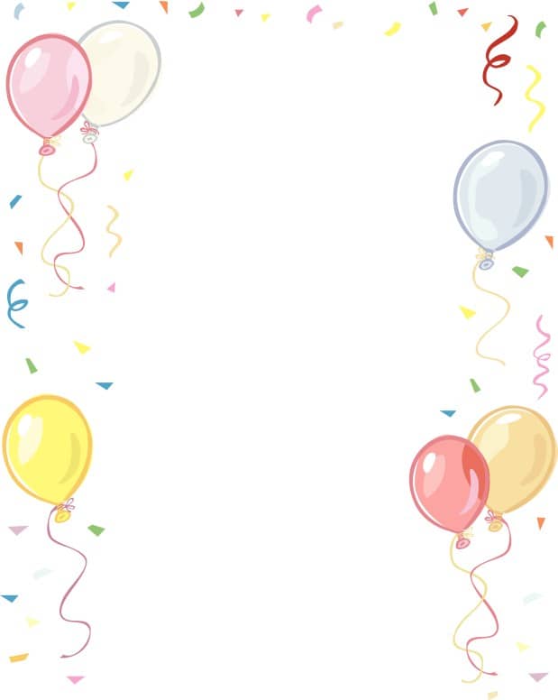 Balloons and Confetti Border