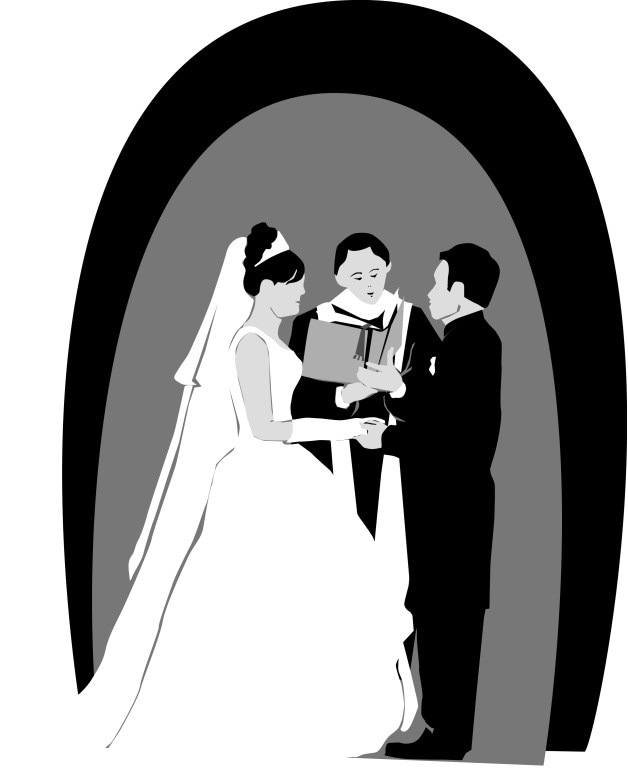 Greyscale Couple Reciting Vows