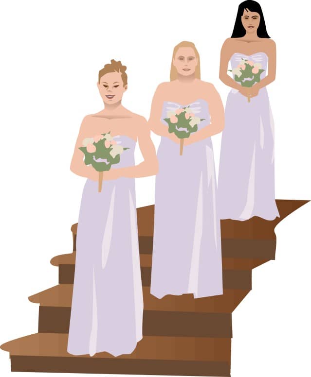 Bridesmaids in Lavender Dresses