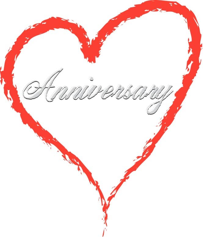 Silver Anniversary Script in a Red Heart