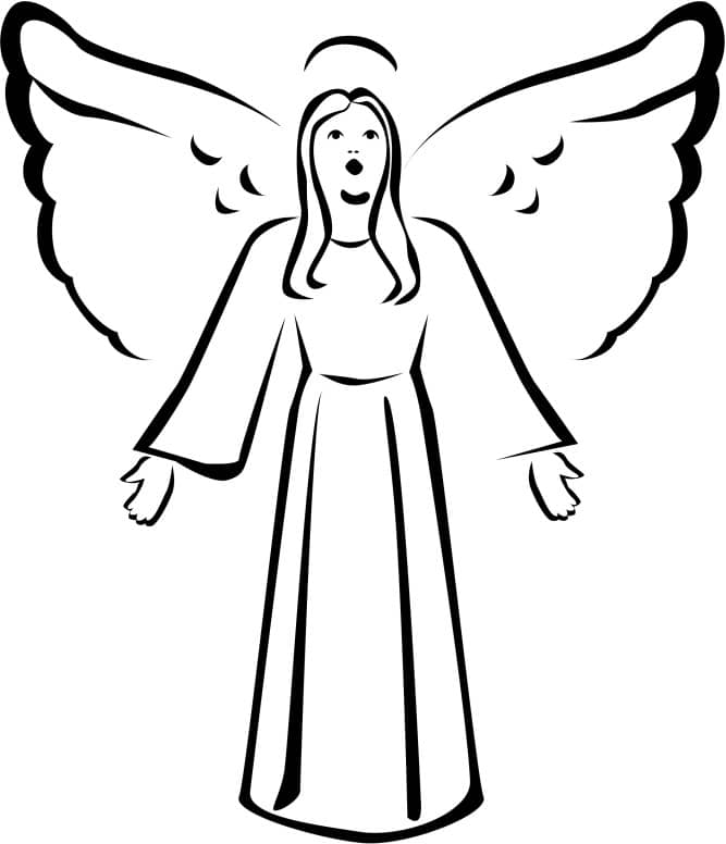 Black and White Singing Angel Clipart