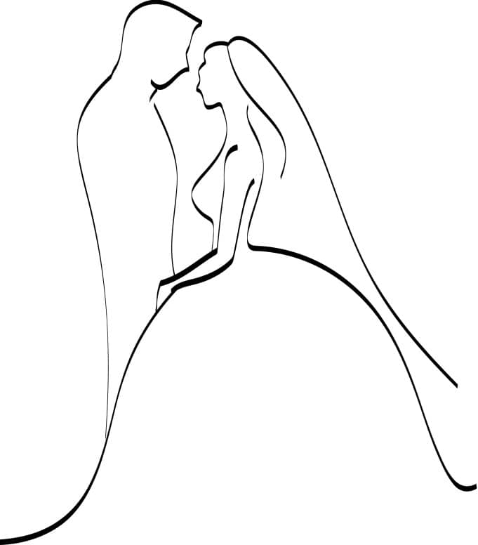 Romantic Bride and Groom Silhouette