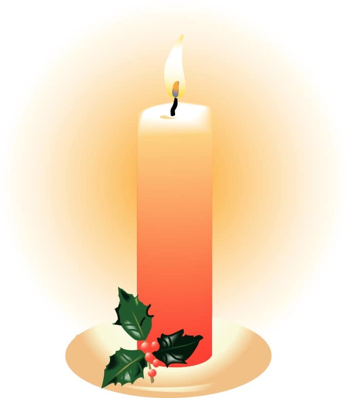 Orange Candle with Holly