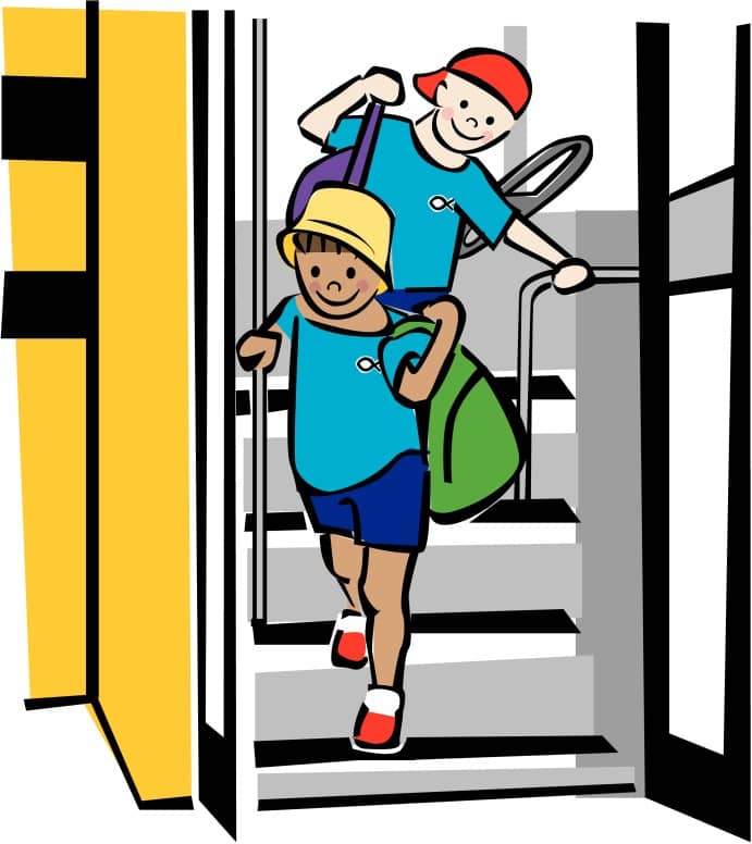 Happy Kids Leaving Schoolbus