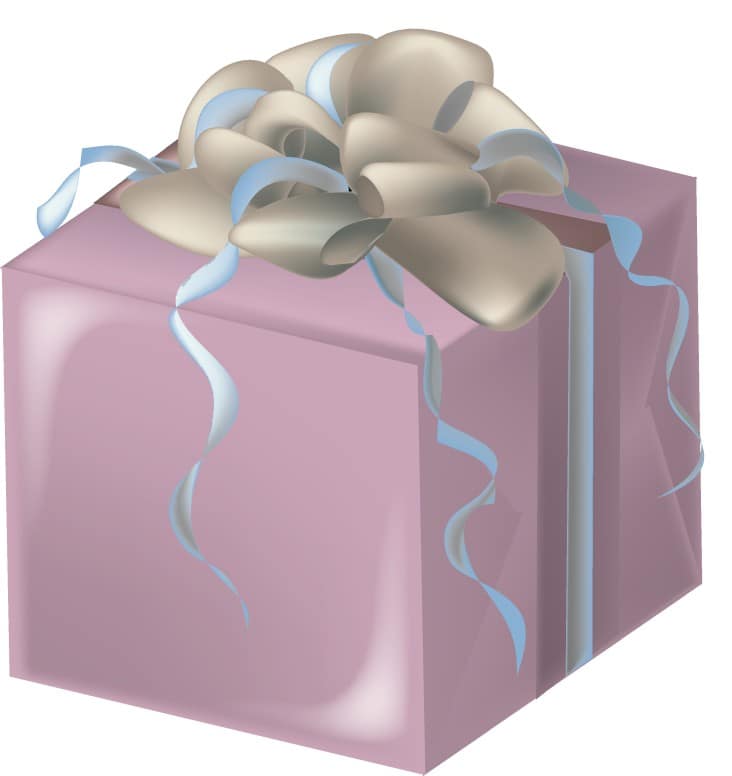 Lavender Gift with Gold and Blue Bow