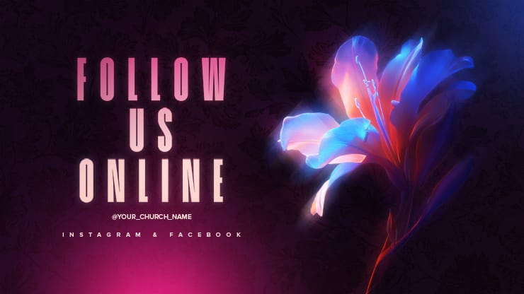 Flourish Neon Flower - Follow Us Online: Title Graphics