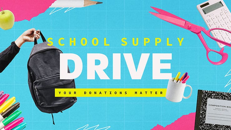 School Supply Drive: Title Graphic