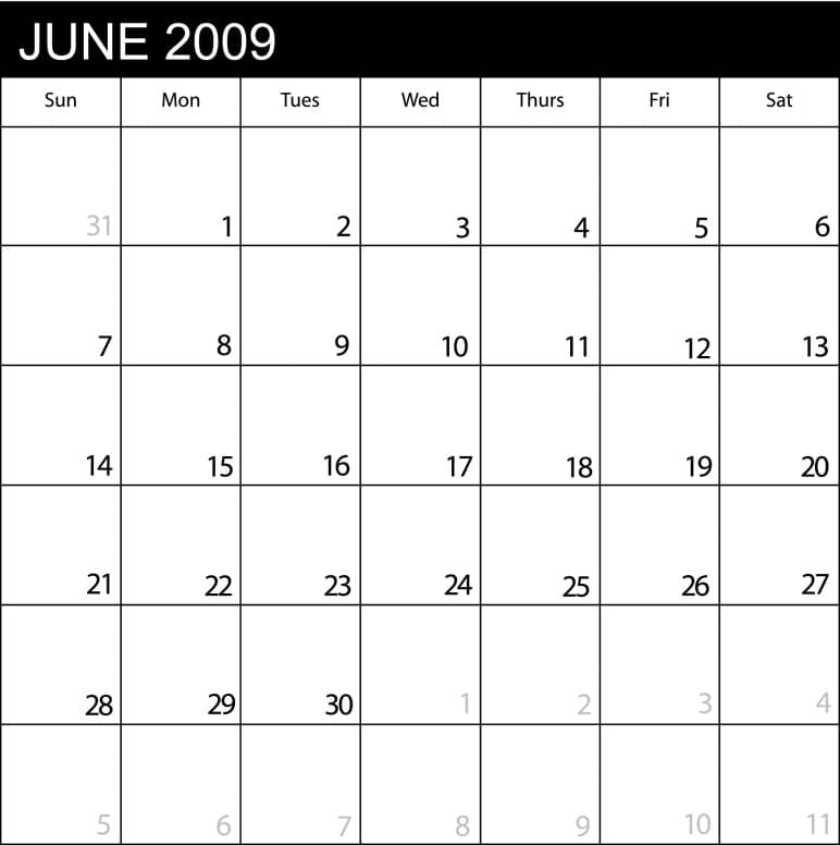 Calendar June 2009