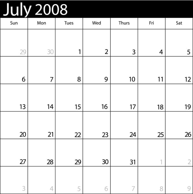 Calendar July 2008