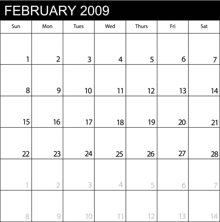 Calendar February 2009