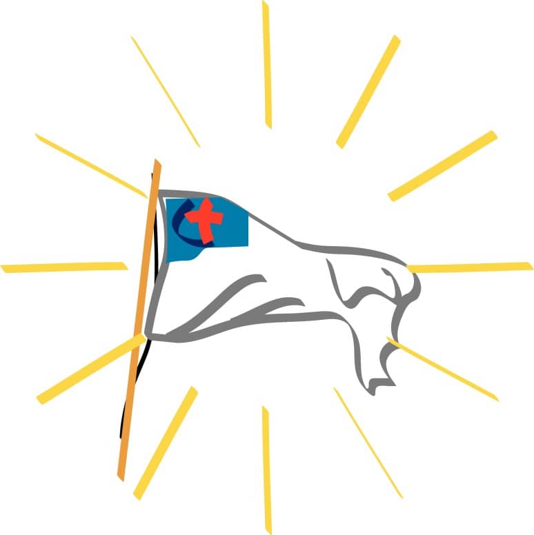 Glowing Christian Flag on Pole