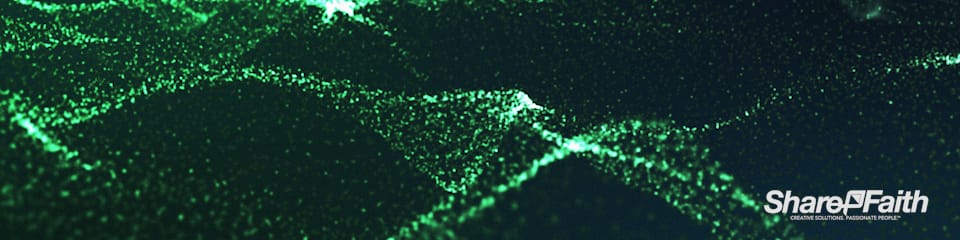Green Particle Wave Triple Wide Worship Video Background