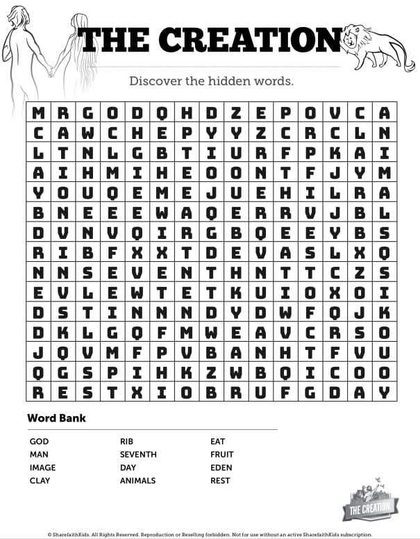 Sharefaith media » the creation story bible word search puzzles –  sharefaith media