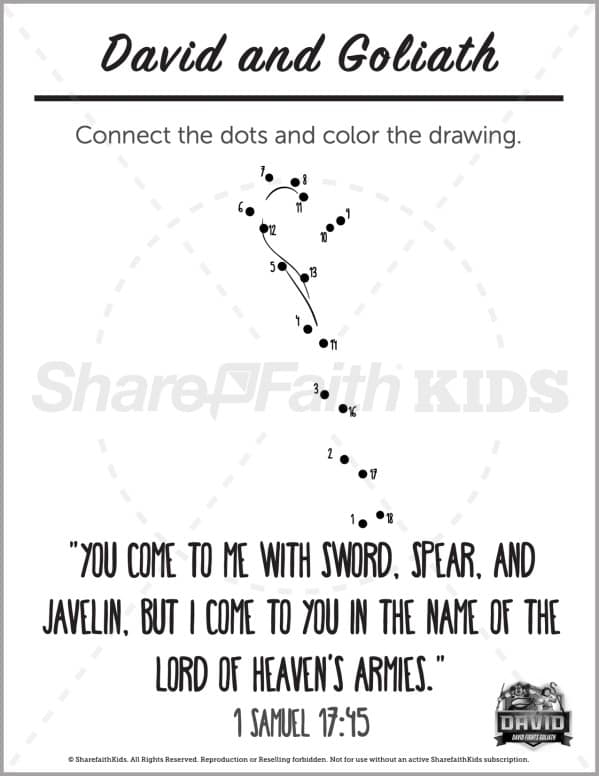 ShareFaith Media » 1 Samuel 17 David and Goliath Preschool Dot to Dot ...